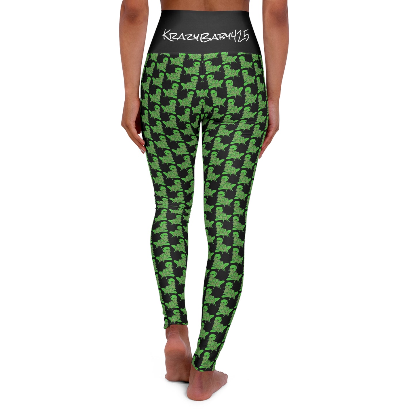 KrazyBaby425's Green Alien High Waisted Yoga Leggings