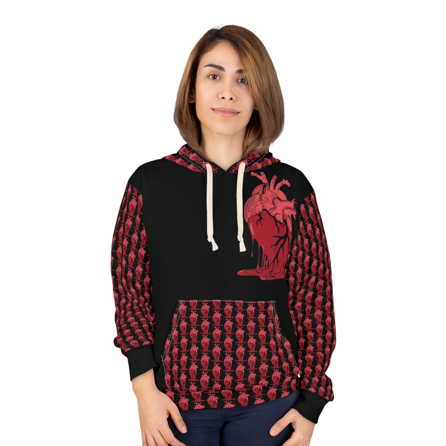 KrazyBaby425's Black Heart Melt On Pocket Unisex Pullover Hoodie