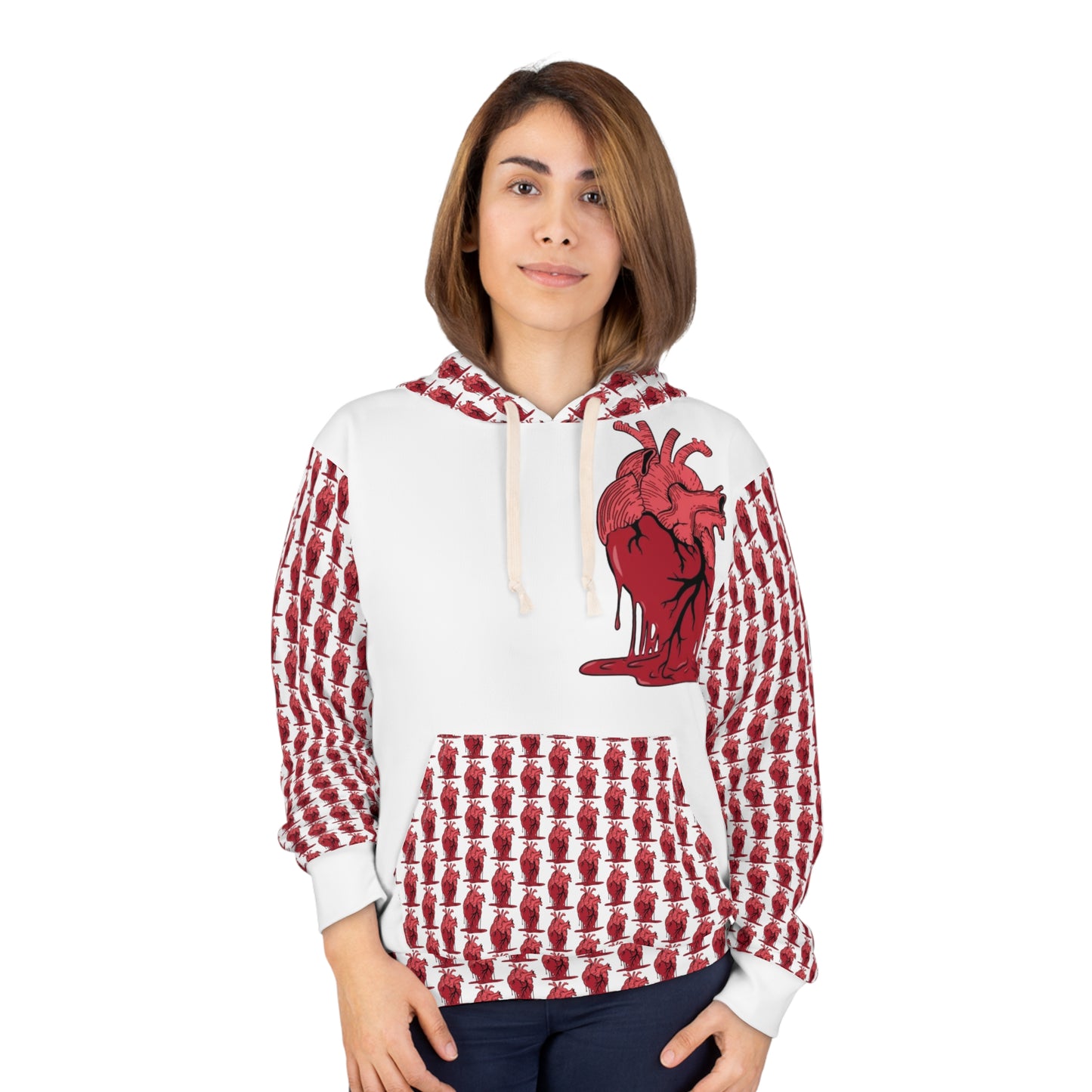 KrazyBaby425's White Heart Melt On Pocket Unisex Pullover Hoodie