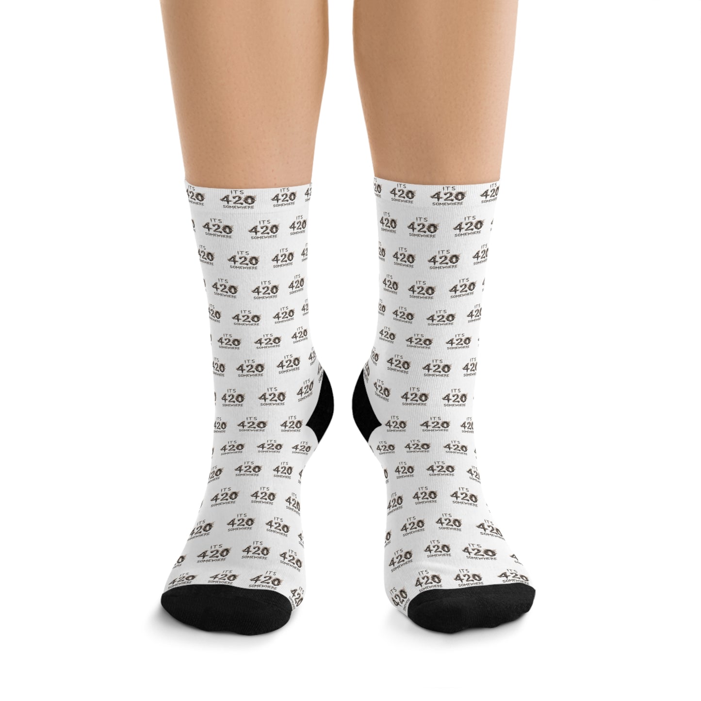 KrazyBaby425's White It's 420 Somewhere Recycled Socks