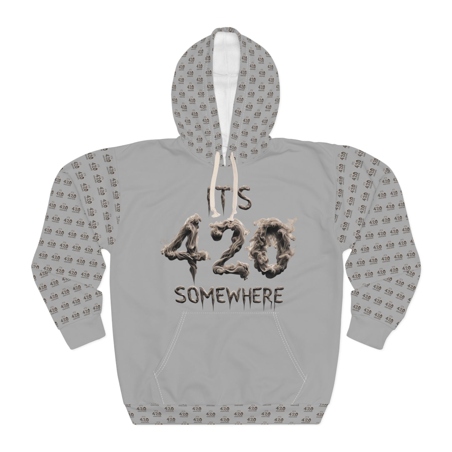 KrazyBaby425's Gray It's 420 Somewhere Unisex Pullover Hoodie