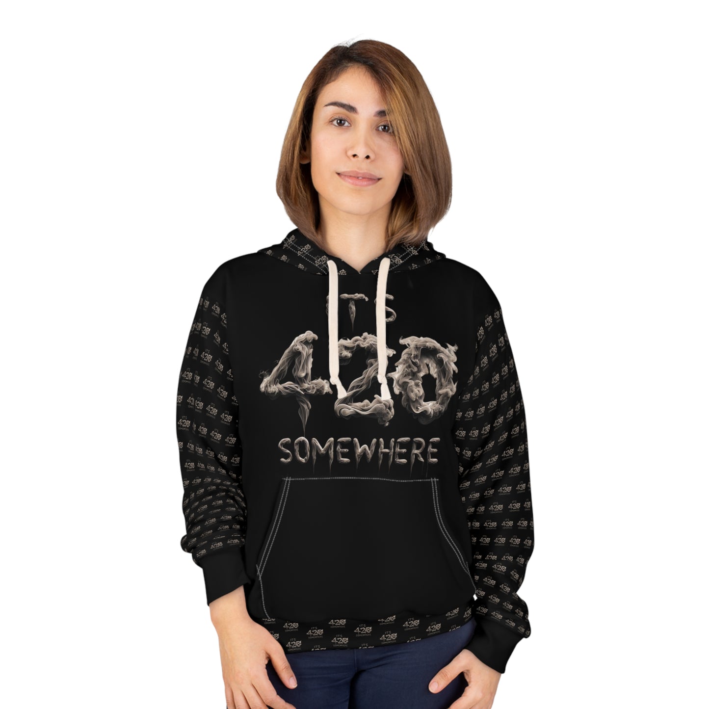 KrazyBaby425's Black It's 420 Somewhere Unisex Pullover Hoodie
