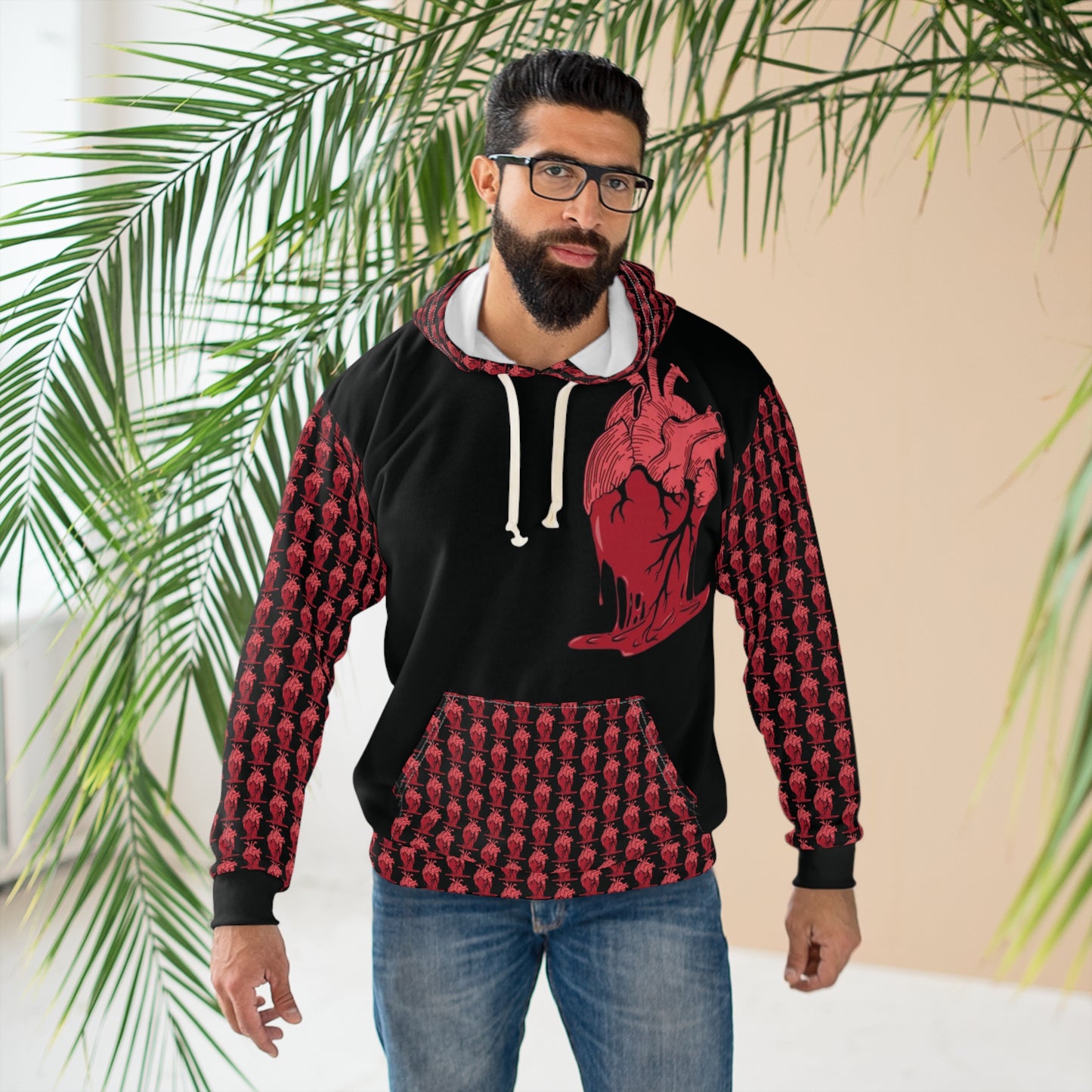 KrazyBaby425's Black Heart Melt On Pocket Unisex Pullover Hoodie