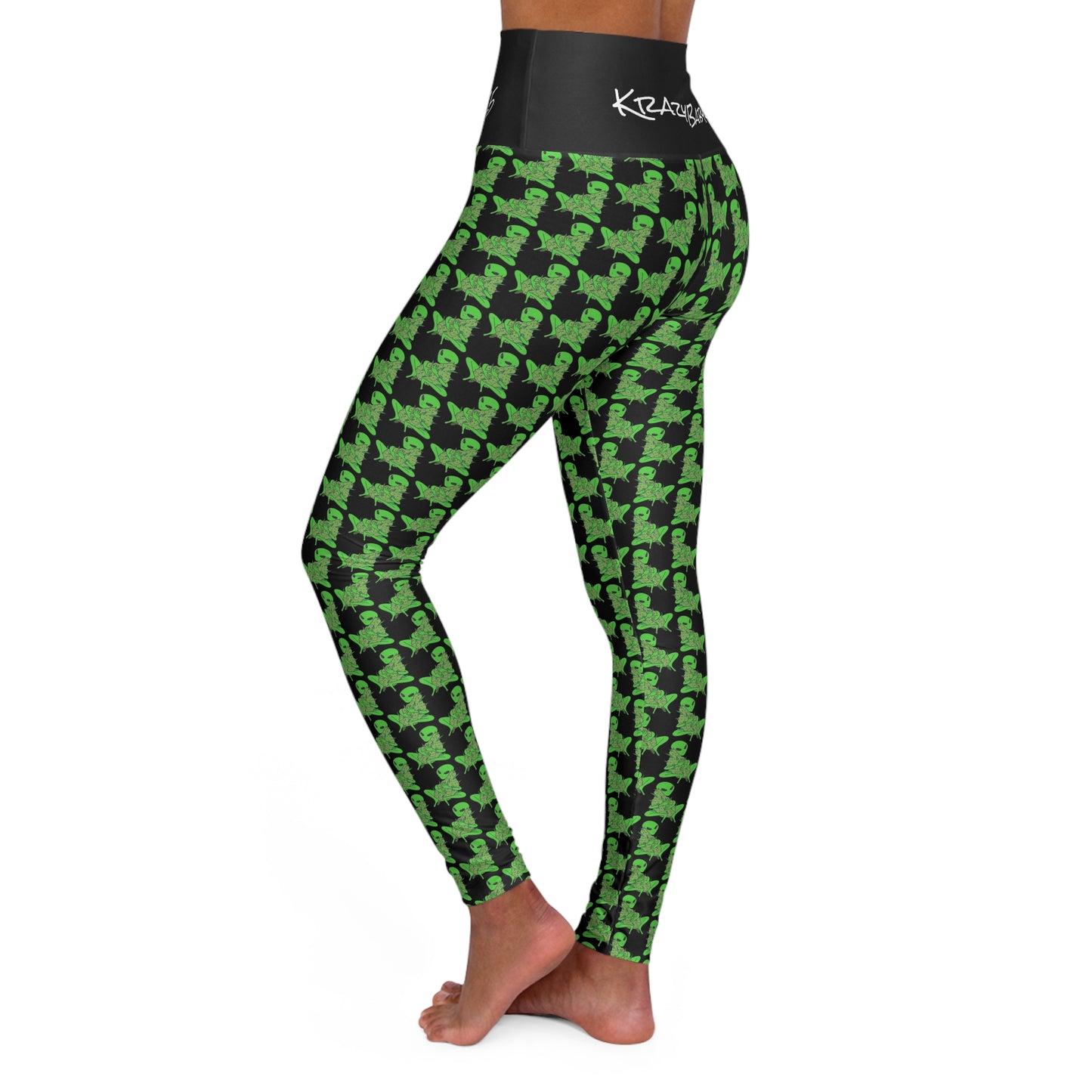 KrazyBaby425's Green Alien High Waisted Yoga Leggings
