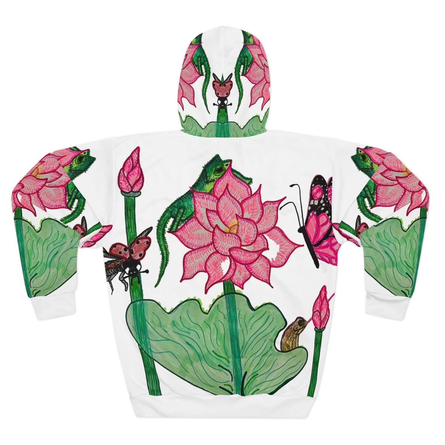 KrazyBaby425's White Pink N Green Unisex Pullover Hoodie