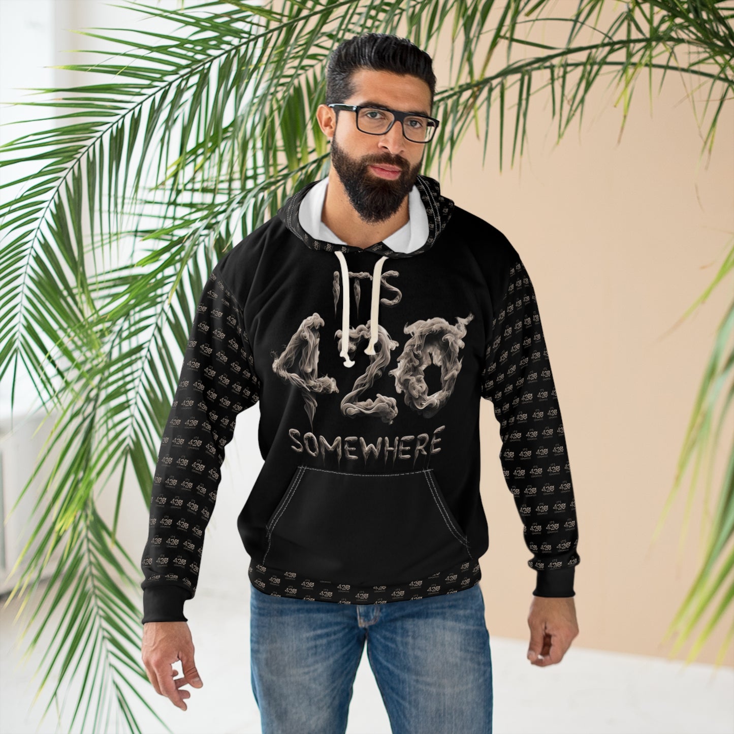 KrazyBaby425's Black It's 420 Somewhere Unisex Pullover Hoodie