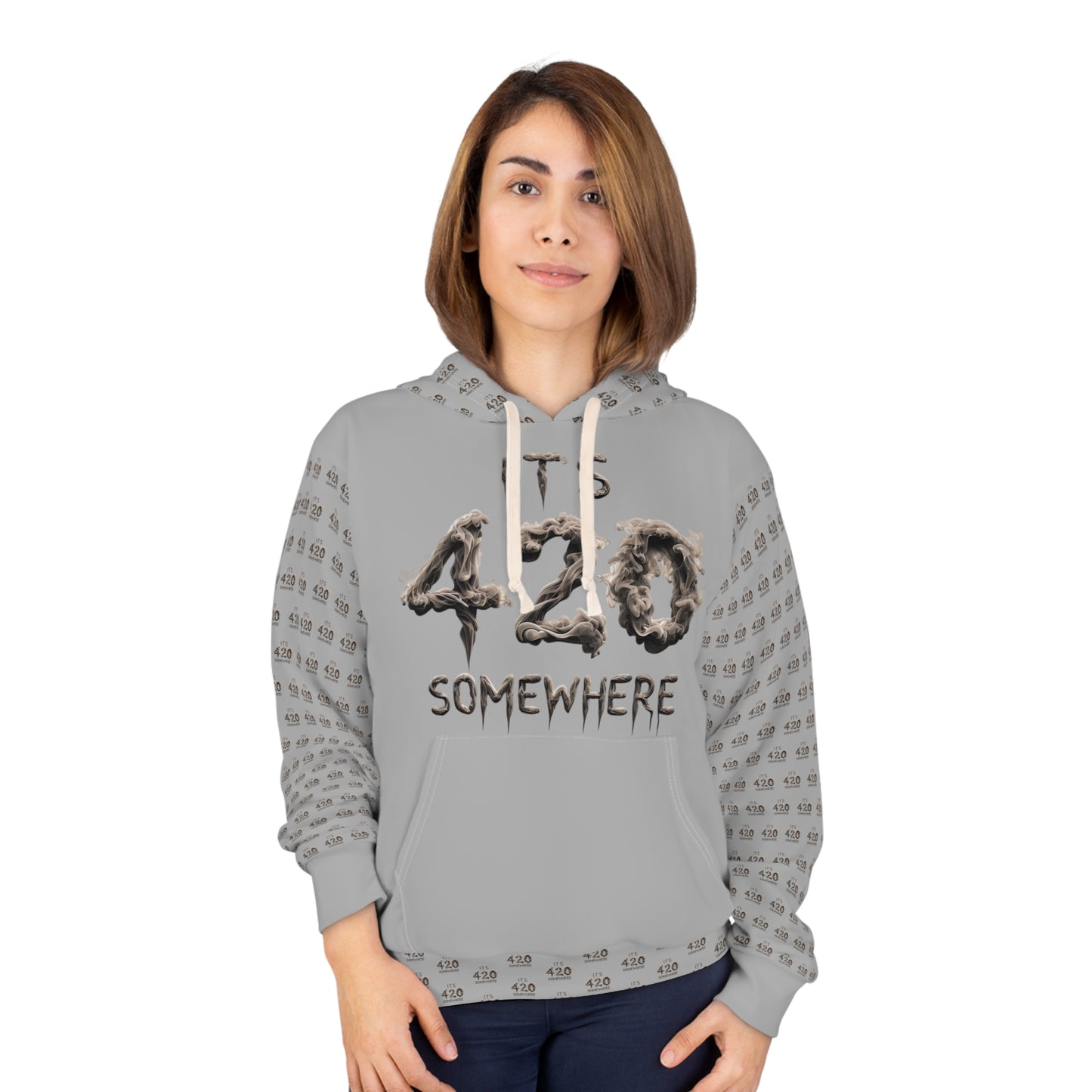 KrazyBaby425's Gray It's 420 Somewhere Unisex Pullover Hoodie