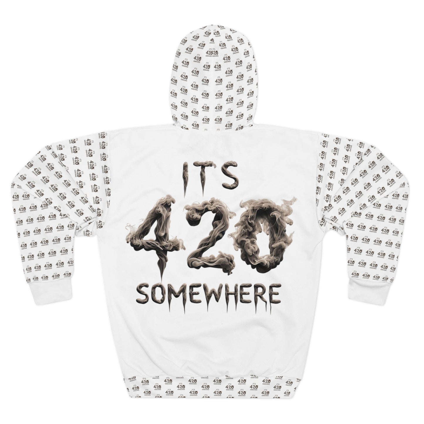 KrazyBaby425's White It's 420 Somewhere Unisex Pullover Hoodie