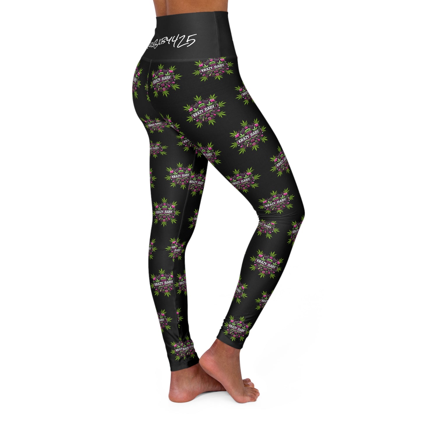 KrazyBaby425's KrazyBaby420 Logo High Waisted Yoga Leggings