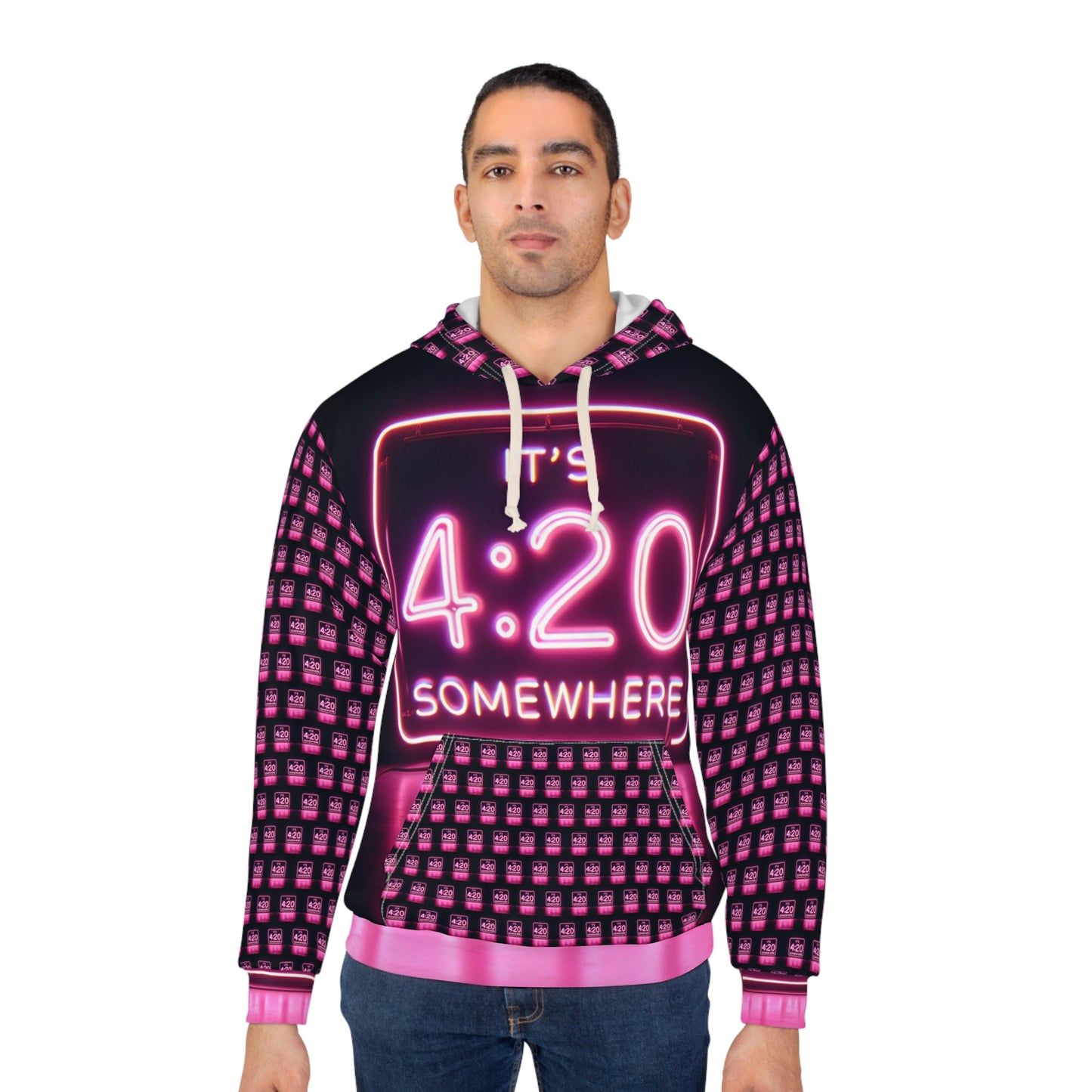 KrazyBaby425's Pink It's 4:20 Somewhere Sign Unisex Pullover Hoodie