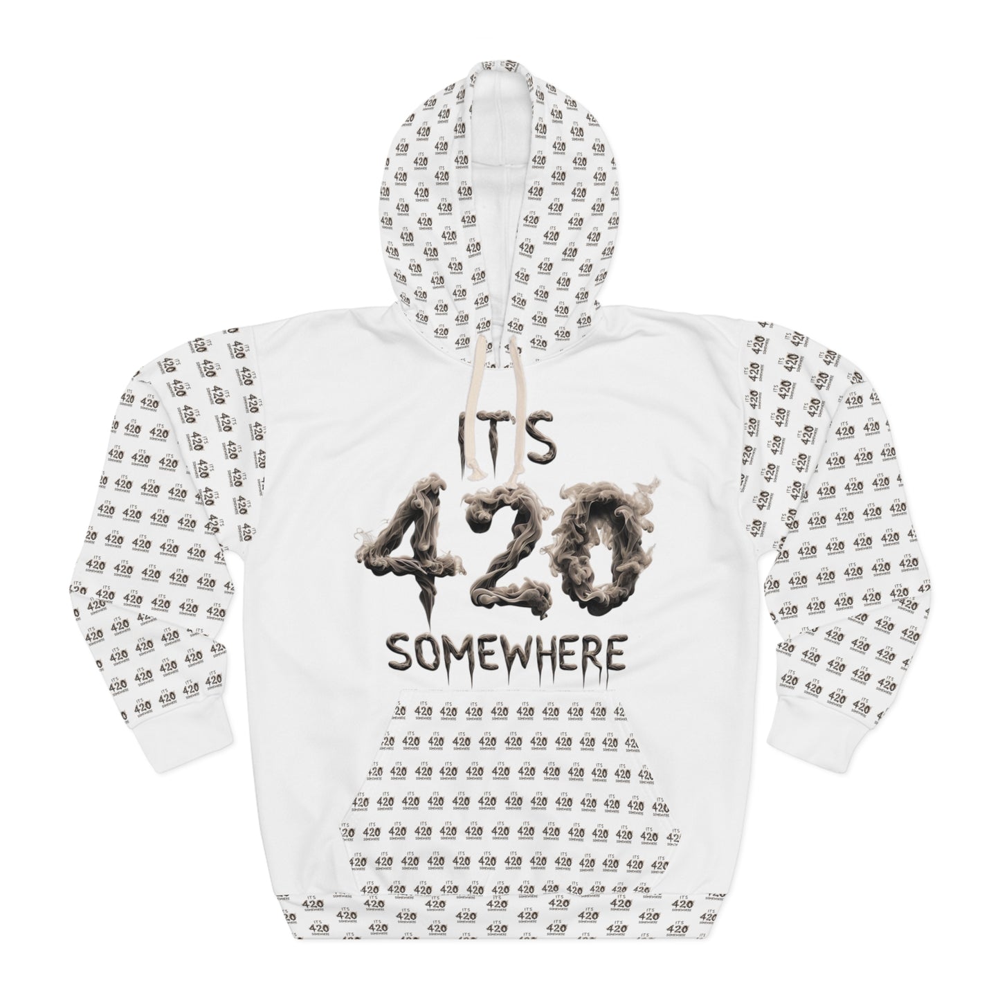 KrazyBaby425's White It's 420 Somewhere Unisex Pullover Hoodie