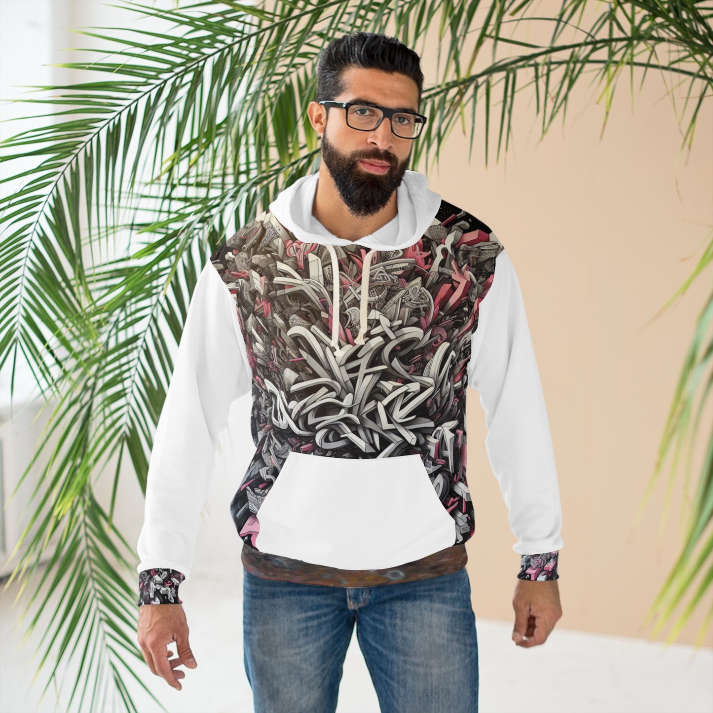 KrazyBaby425's White Graffiti Unisex Pullover Hoodie