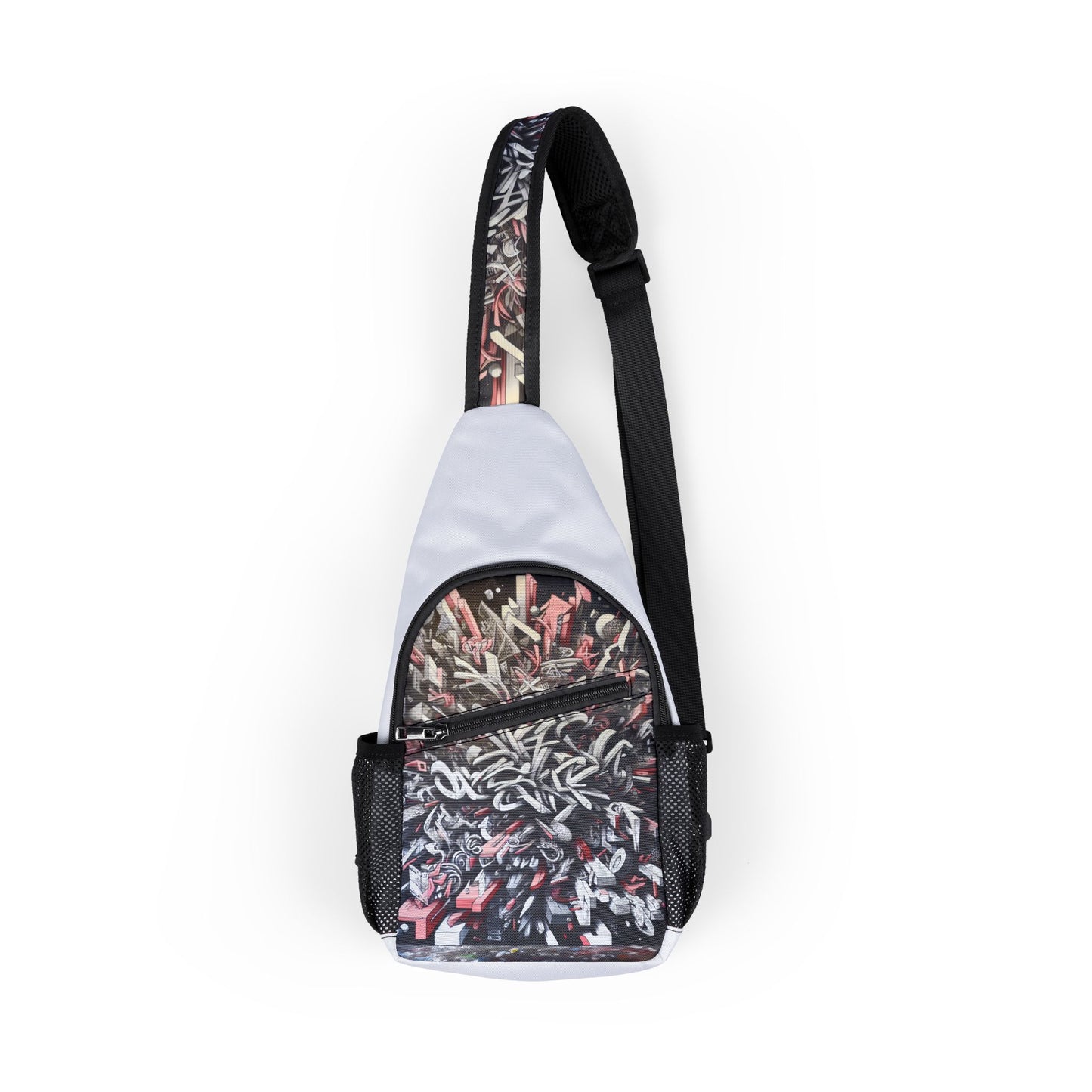 KrazyBaby425's White Graffiti Chest Bag