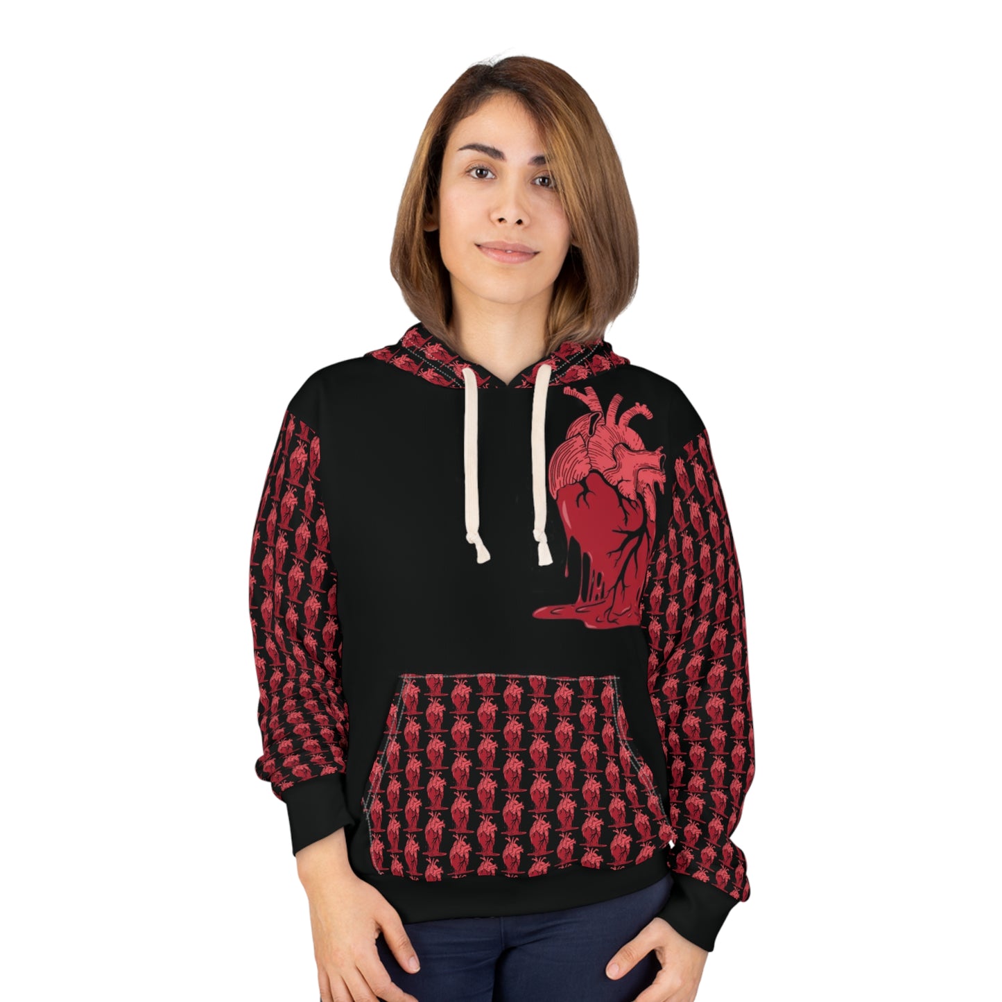 KrazyBaby425's Black Heart Melt On Pocket Unisex Pullover Hoodie