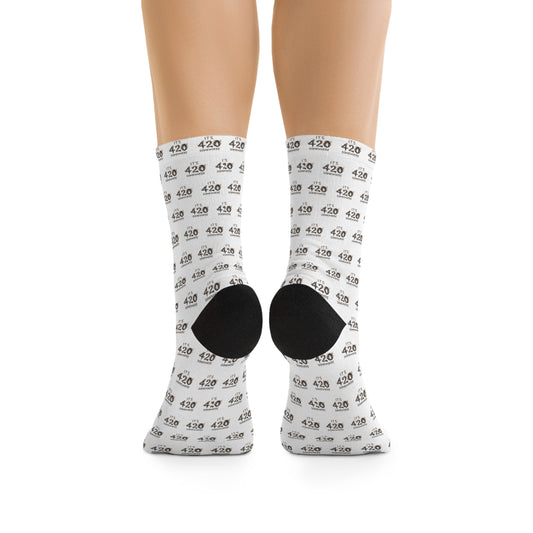 KrazyBaby425's White It's 420 Somewhere Recycled Socks