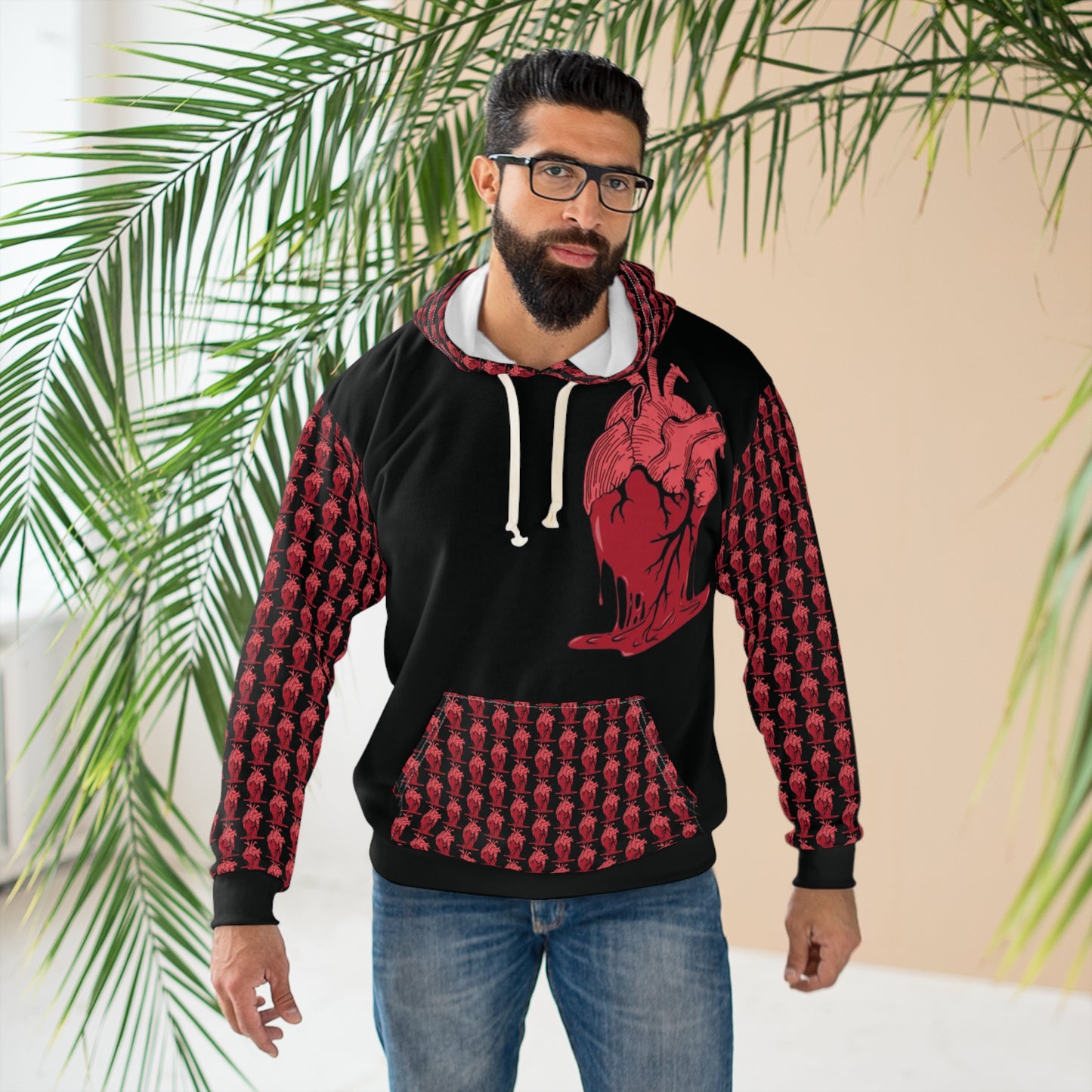 KrazyBaby425's Black Heart Melt On Pocket Unisex Pullover Hoodie