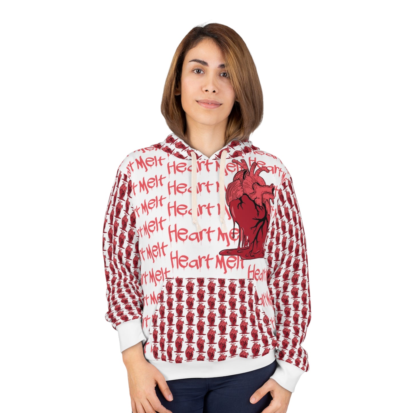 KrazyBaby425's White Heart Melt On Pocket Unisex Pullover Hoodie