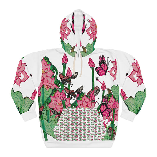 KrazyBaby425's White Pink N Green Unisex Pullover Hoodie