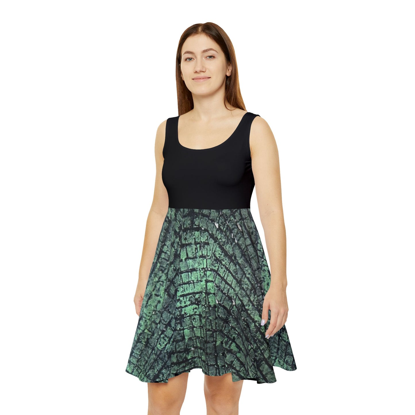 KrazyBaby425's Green Texture Women's Skater Dress