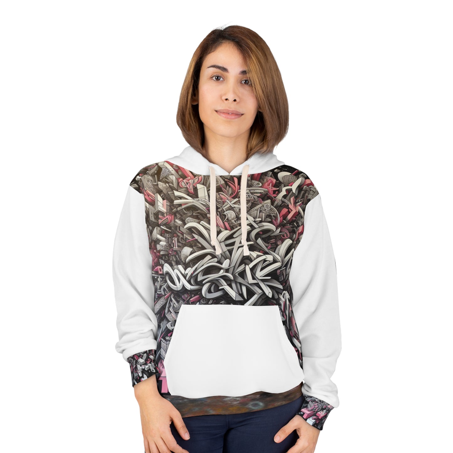 KrazyBaby425's White Graffiti Unisex Pullover Hoodie