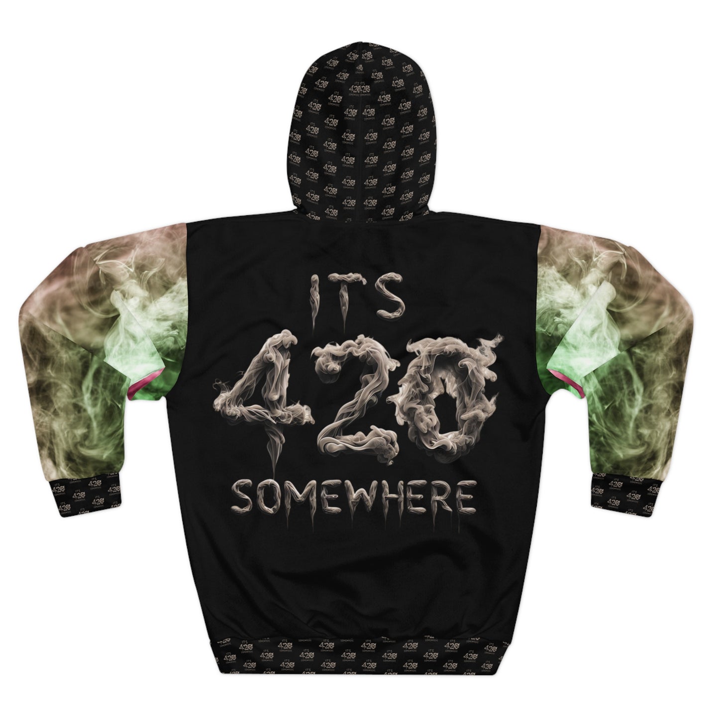 KrazyBaby425's Pink & Green It's 420 Somewhere Unisex Pullover Hoodie