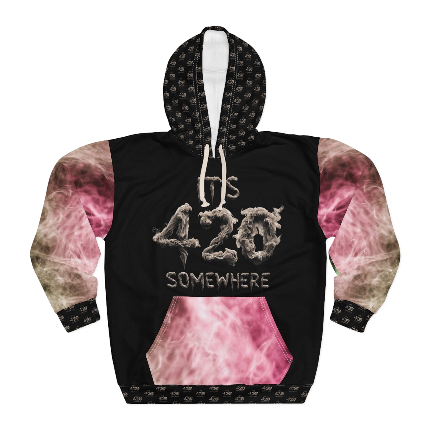 KrazyBaby425's Pink & Green It's 420 Somewhere Unisex Pullover Hoodie