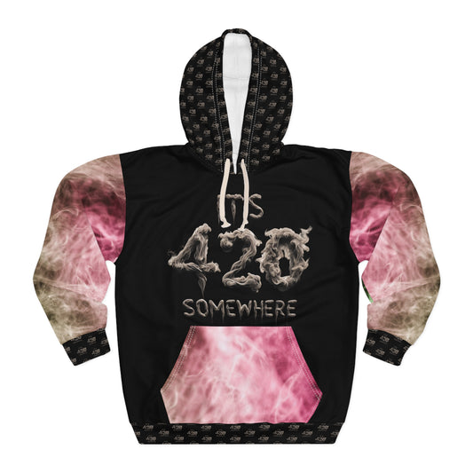 KrazyBaby425's Pink & Green It's 420 Somewhere Unisex Pullover Hoodie