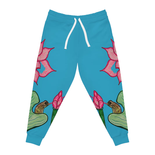 KrazyBaby425's Pink N Green on Turquoise Athletic Joggers
