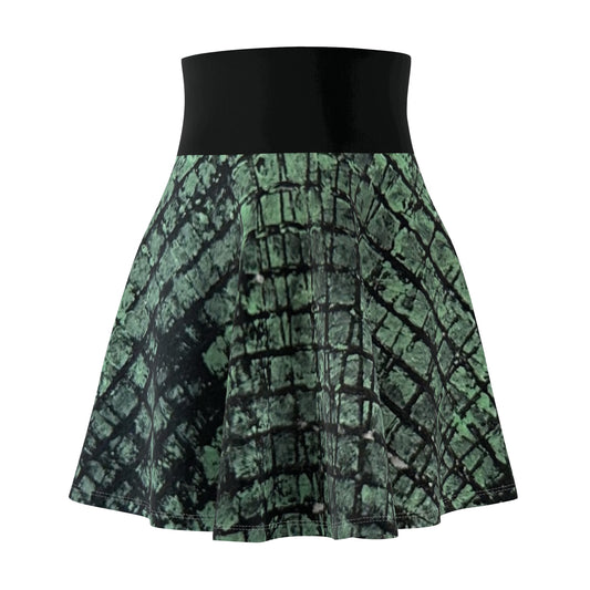 KrazyBaby425's Green Texture Chic Women's Skater Skirt
