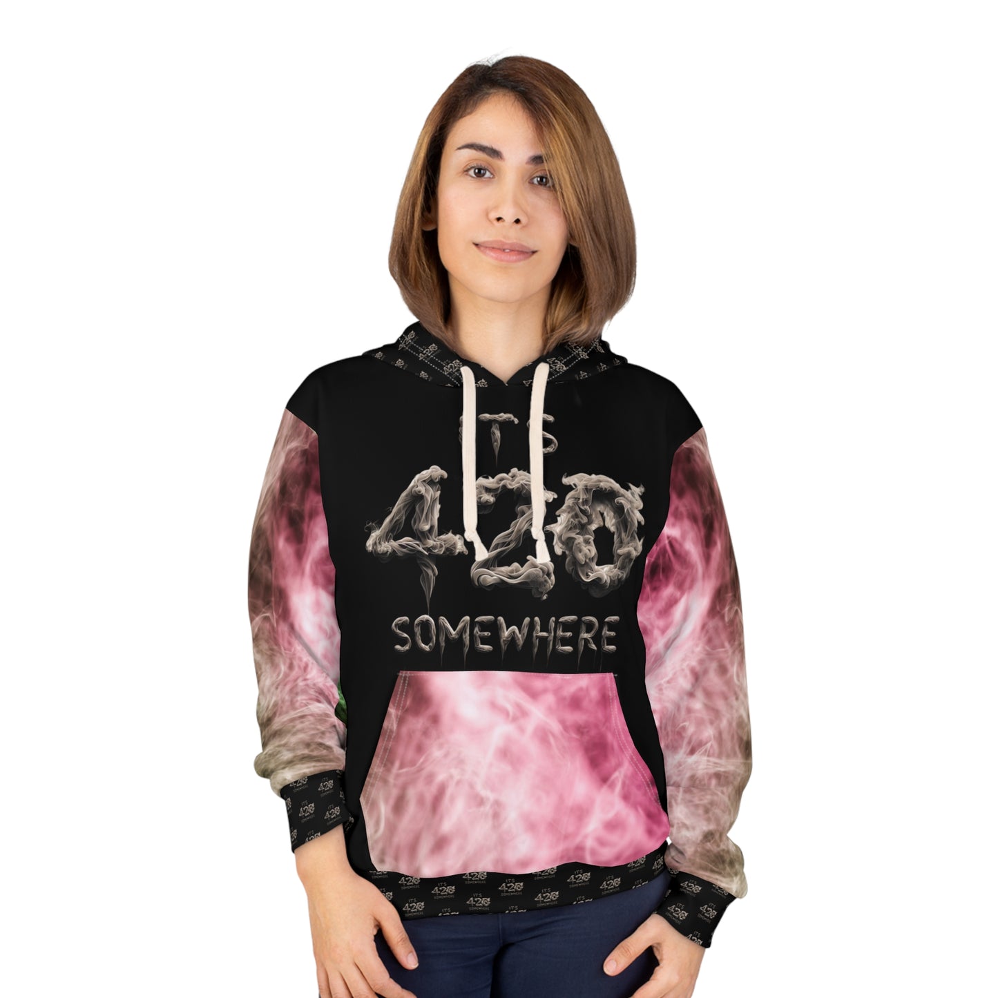 KrazyBaby425's Pink & Green It's 420 Somewhere Unisex Pullover Hoodie