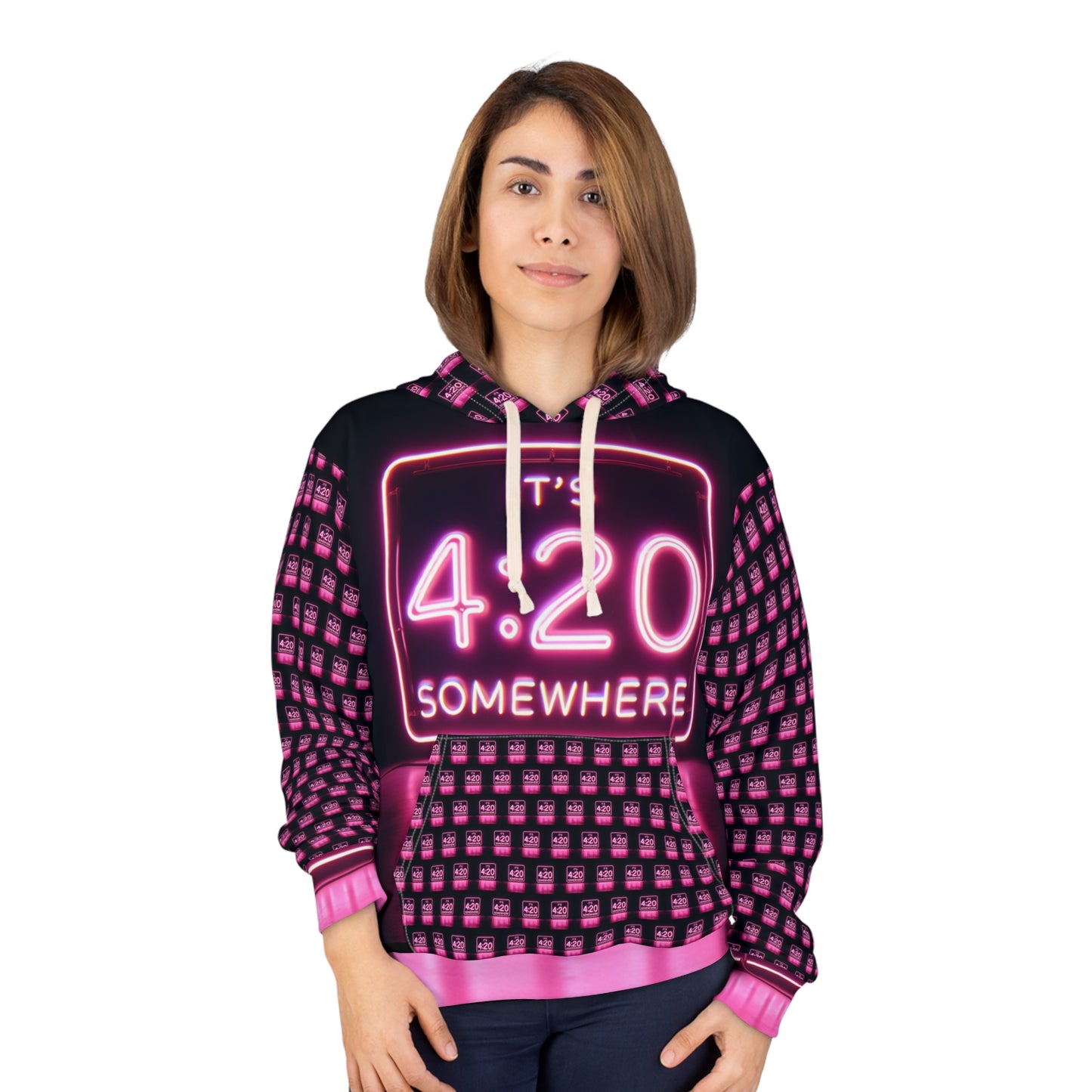 KrazyBaby425's Pink It's 4:20 Somewhere Sign Unisex Pullover Hoodie