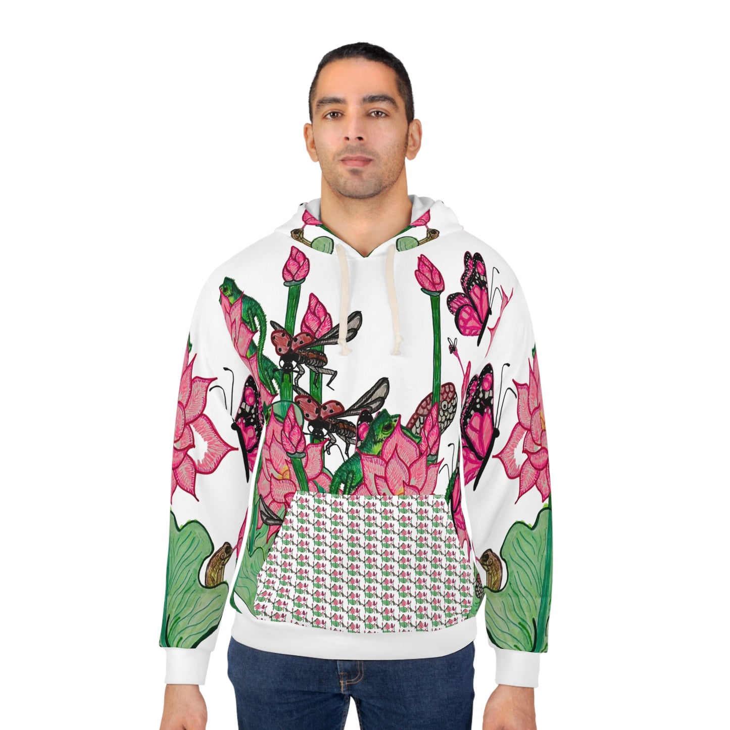 KrazyBaby425's White Pink N Green Unisex Pullover Hoodie