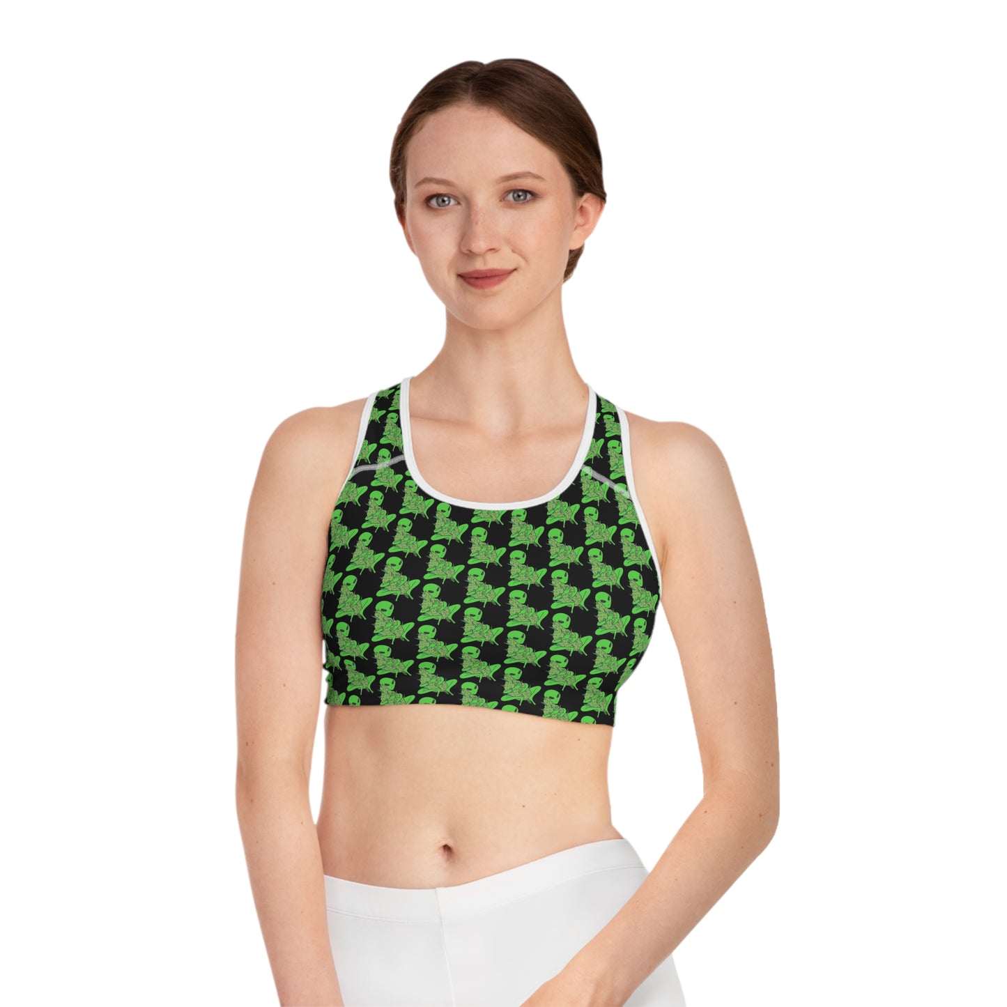 KrazyBaby425's Green Alien Sports Bra