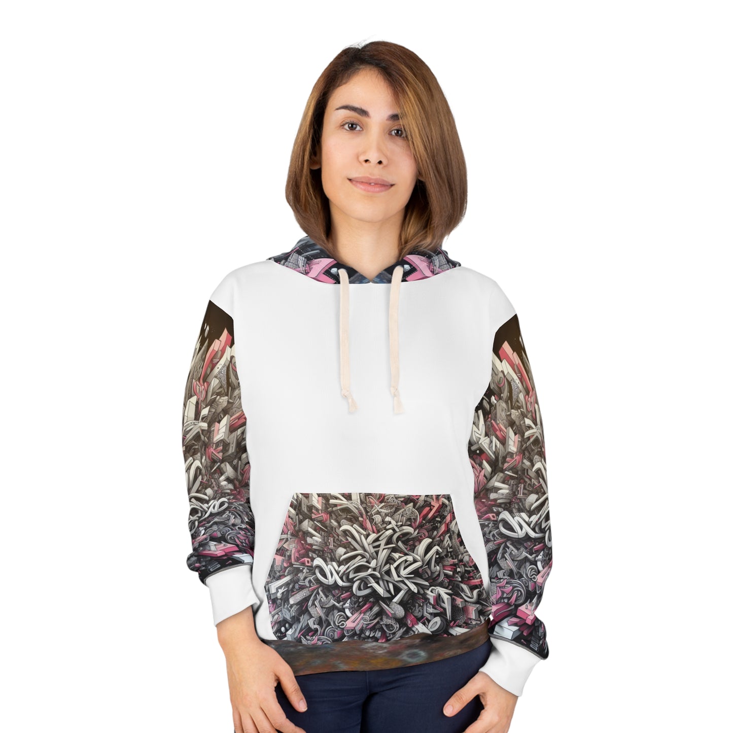 KrazyBaby425's White Inverted Graffiti Unisex Pullover Hoodie