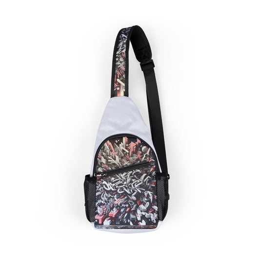 KrazyBaby425's White Graffiti Chest Bag